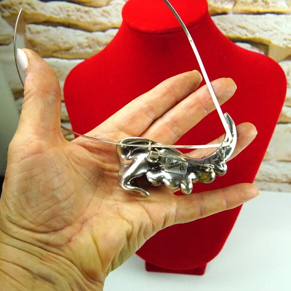 Rare Israel Amber & 925 Silver Calla Lily Combo: Pendant Necklace or Brooch - Picture 7 of 15